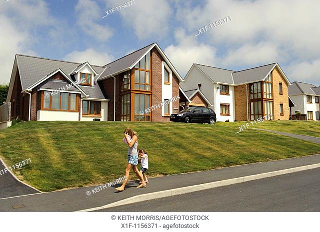 Detached executive homes on a private housing estate, Aberystwyth Wales UK