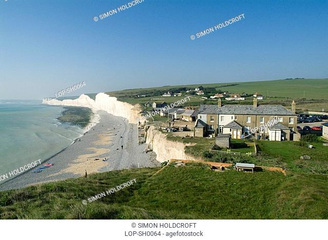 England, East Sussex, Birling Gap, A view of the beach at Birling Gap