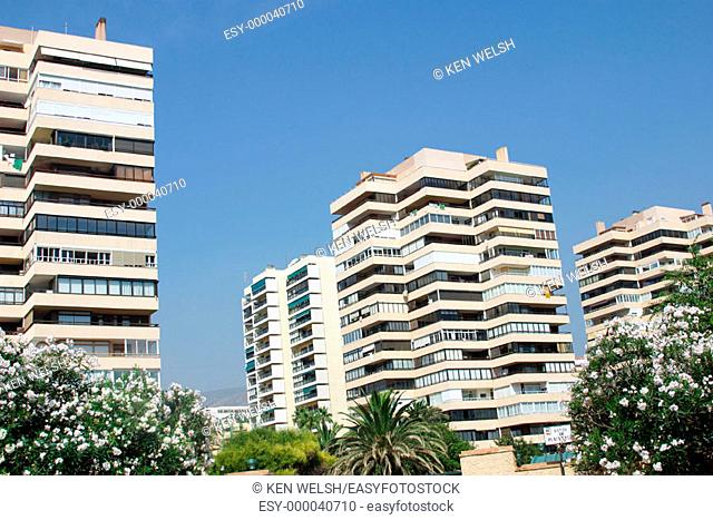 Apartment blocks in Playamar area. Torremolinos. Costa del Sol, Málaga province. Spain