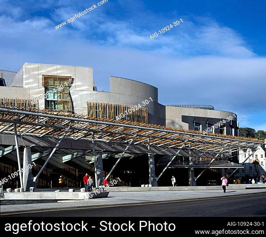 The Scottish Parliament, Edinburgh, Scotland. Public entrance