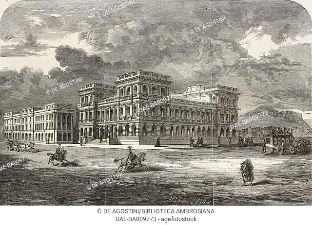 The new general Post Office, about to be erected at Edinburgh, Scotland, United Kingdom, illustration from the magazine The Illustrated London News