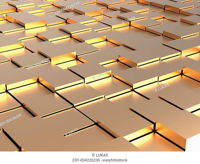 Abstract background - gold shiny different cubes