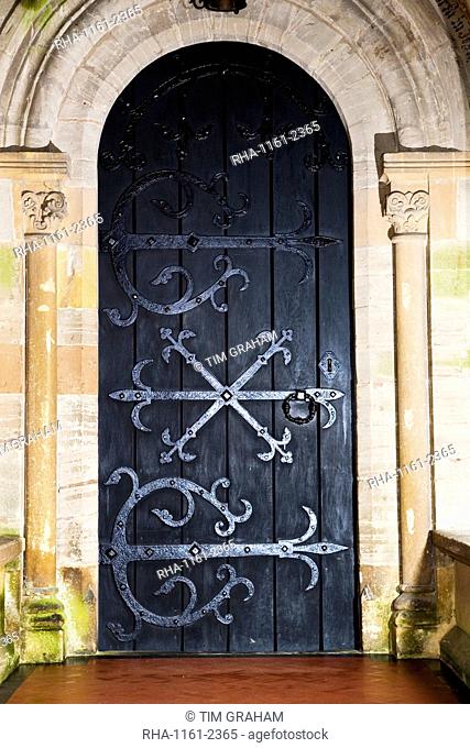 Door of All Saints Church in Church Lench, Worcestershire, United Kingdom