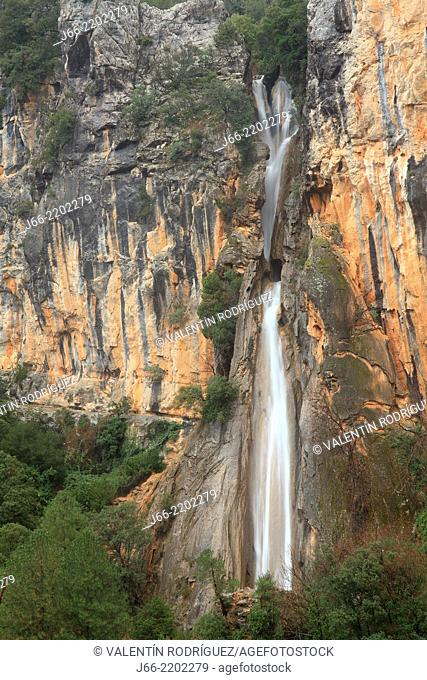 Linarejos waterfall in the Cerrada de Utrero. Course of the river Guadalquivir. Natural Park Sierra Cazorla. Jaen