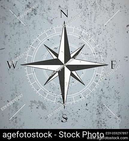 Compass on the concrete background. Eps 10 vector file