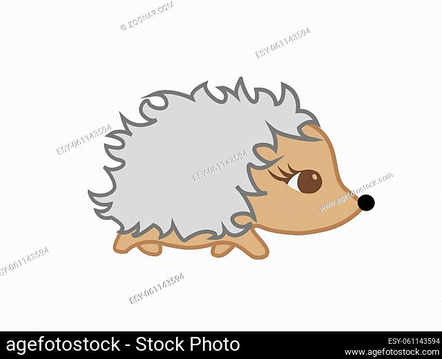 very cute brown hedgehog on white background - 3d rendering