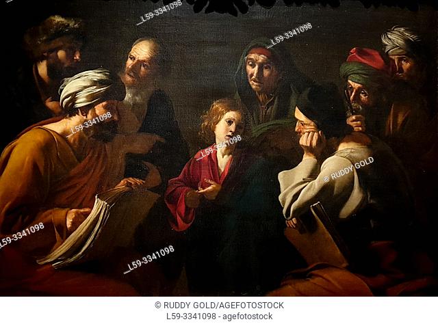 "Christ among the Doctors", 1618, by Bartolomeo Manfredi (1582-1622)