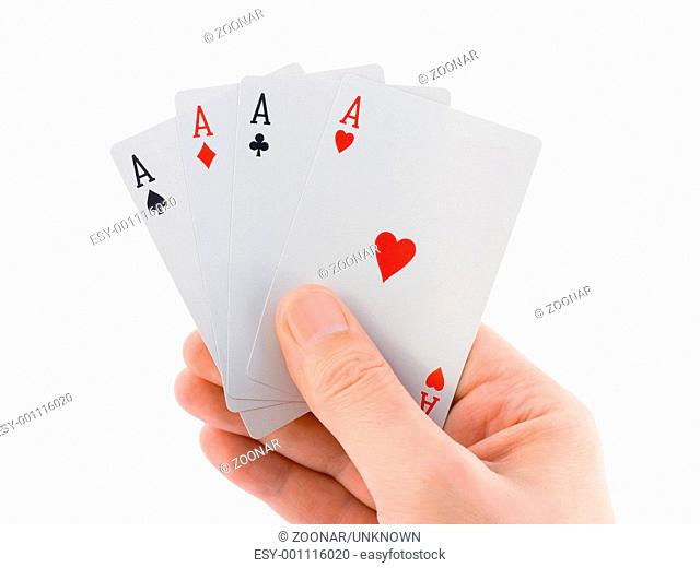 Hand and four aces