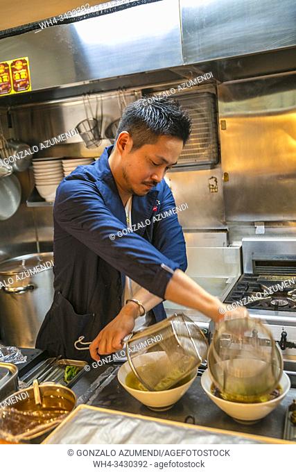 Onishi Yuki chef, One Michelin star at Japanese Soba Noodles Tsuta, Ramen noodles, Sugamo, Thosima, Tokyo, Japan, Asia