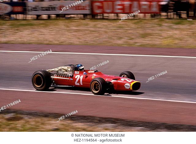 Jacky Ickx in a Ferrari, Spanish Grand Prix, Jarama, Madrid, 1968. His race only lasted 13 laps due to an ignition problem