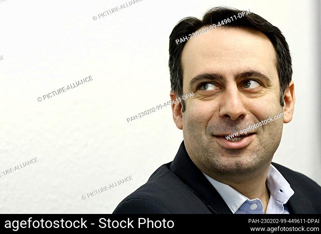 PRODUCTION - 02 February 2023, Berlin: Aziz Bozkurt (SPD), State Secretary for Youth, Family and Debt Digestion, at a press event on the coordination center for...