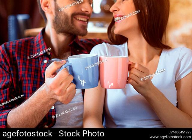 happy young couple relax at modern home living room indoor. Couple in love - Beginning of a Love Story