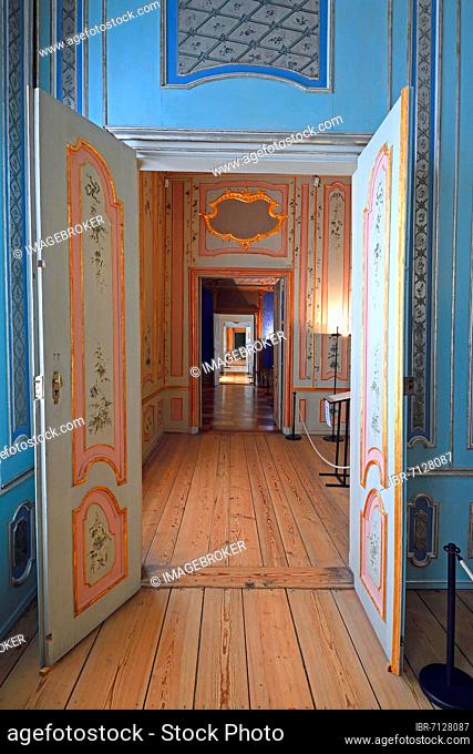 View through door, seen from the Chinese Cabinet, Rheinsberg Castle, Brandenburg, Germany, Europe
