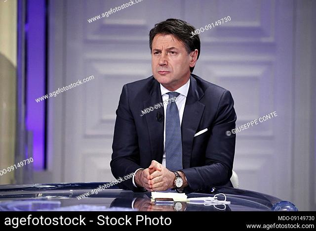 Italian president of the 5 Star Movement Giuseppe Conte guest at the television program Porta a Porta. Rome (Italy), May 11th, 2022