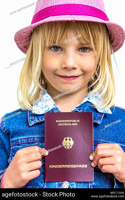 Girl with child pass, Kiel, Schleswig-Holstein, Germany, Europe