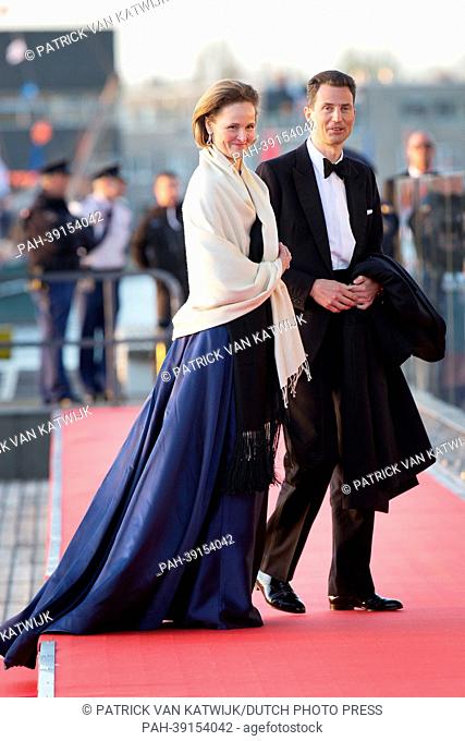 Hereditary Princess of Liechtenstein, Sophie and Hereditary Prince of Liechtenstein, Alois arrive at the Muziekgebouw Aan't IJ after the King's Sail in...