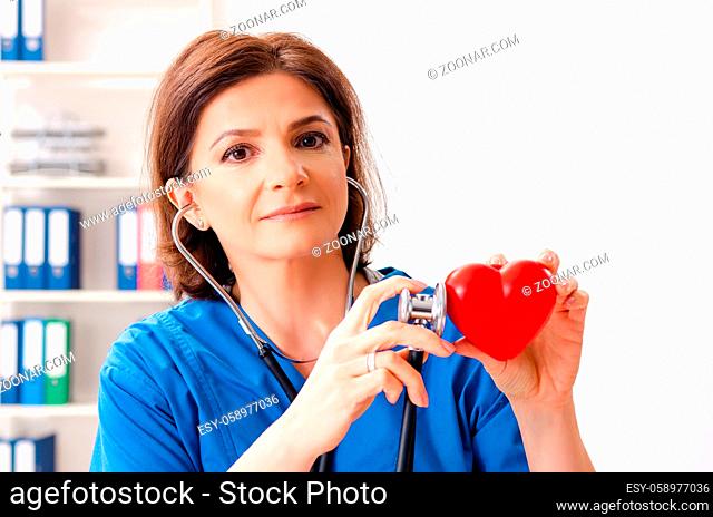 Female doctor cardiologist working in the hospital