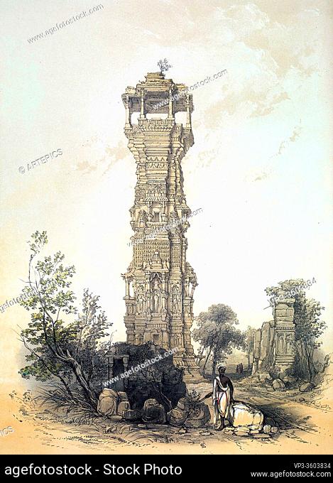 Dibdin Thomas Colman - Kirti Stamba - a Jaina Tower at Chittor - British School - 19th Century