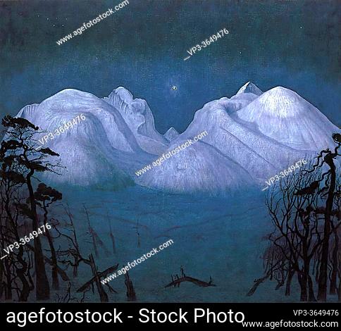 Sohlberg Harald - Winter Night in Rondane 4 (1913-14) - Norwegian School - 19th Century