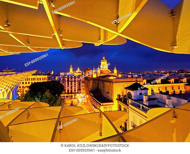 Cityscape of Seville with Santa Maria de la Sede Cathedral, Andalusia, Spain