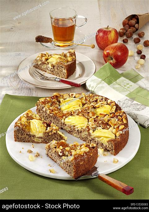 A healthy apple and nut cake