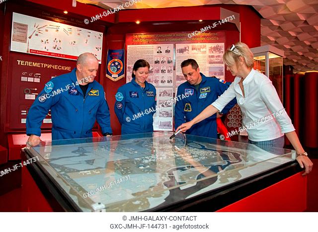 At the Space Museum in the town of Baikonur, Kazakhstan, Expedition 53-54 backup crewmembers Scott Tingle of NASA (left)