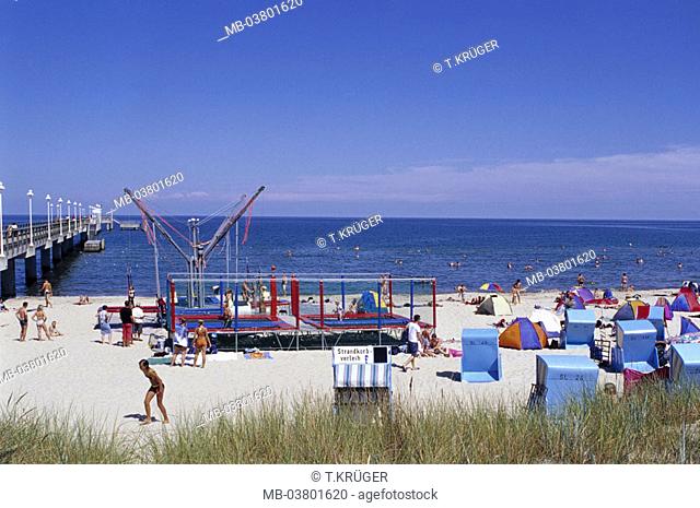 Germany, Mecklenburg-Western Pomerania,  Baltic sea, island Usedom, Zinnowitz,  Beach, tourists,  Ostvorpommern, Baltic sea island, health resort