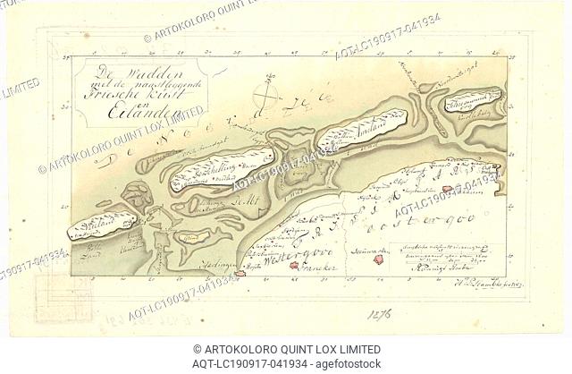 Map, De Wadden met de naastleggende Fiesche kust en eilanden, H.P. Stambke, Copperplate print