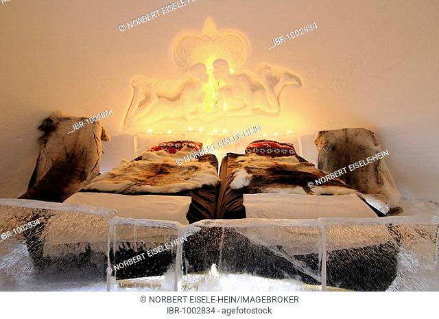 Honeymoon-room in an igloo, Snow Hotel, Kirkenes, Finnmark, Lapland, Norway, Scandinavia, Europe