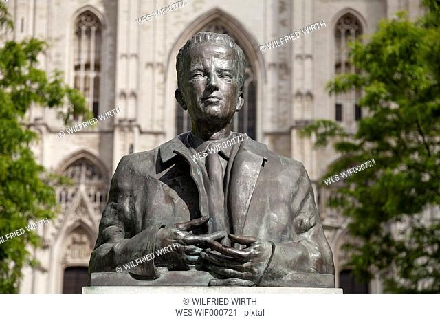 Belgium, Brussels, bust of King Baudouin