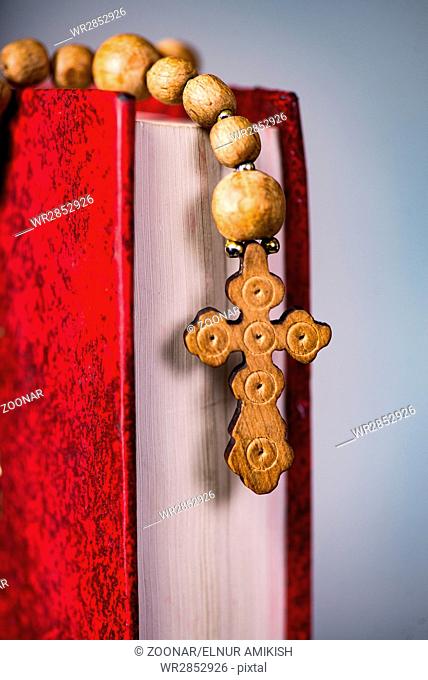 Bible and cross in religious concept