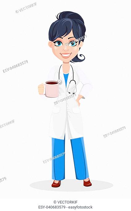 Doctor woman, professional medical staff. Beautiful cartoon character medic  holding checklist, Stock Vector, Vector And Low Budget Royalty Free Image.  Pic. ESY-045665868 | agefotostock