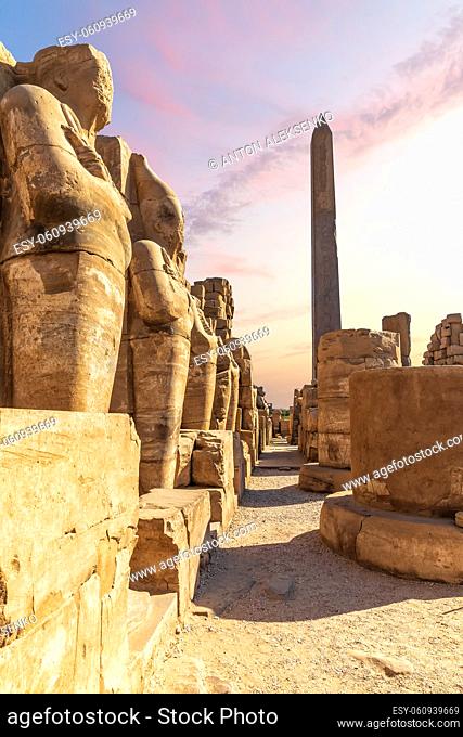 Ancient statues of The Precinct of Amun-Re in the Third Pylon of Karnak Temple, Egypt