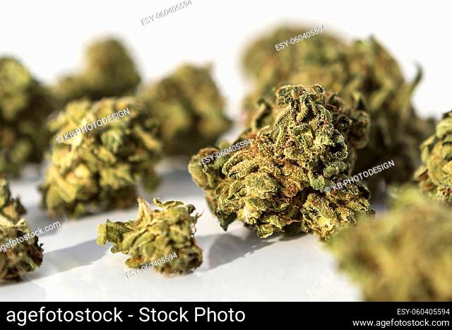 Marijuana pieces on a isolated white background