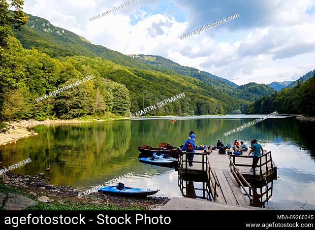 Footbridge on Biogradsko jezero, Biogradska Gora National Park, Kolasin Province, Montenegro