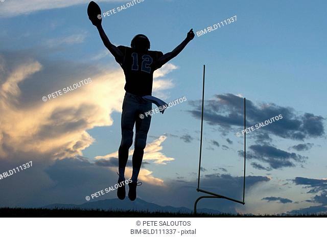 Football player cheering in game