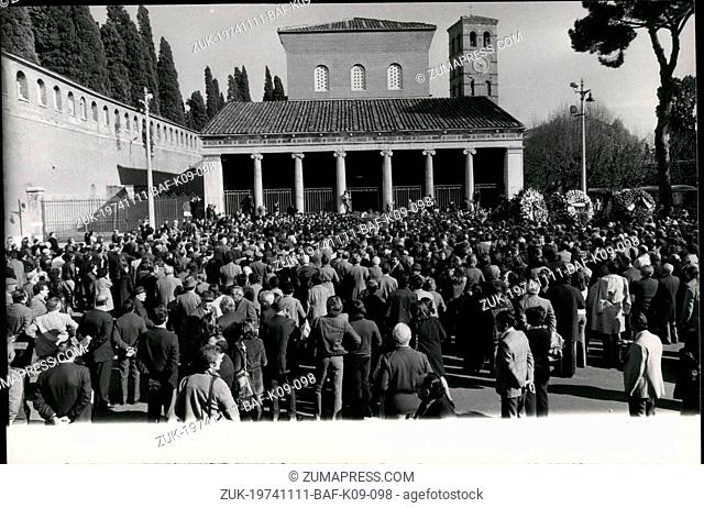 Nov. 11, 1974 - Rome: The Funeral of Italian director Vittorio De Sica, 73; died in Paris few days ago, have taken place at the Church of St