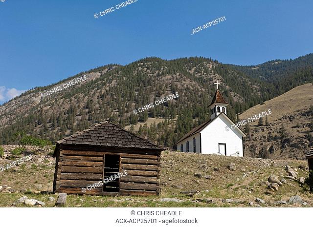 St. Anne's church on the Upper Similkameen Indian Reserve is a well-known site east of Hedley on Highway 3, British Columbia, Canada