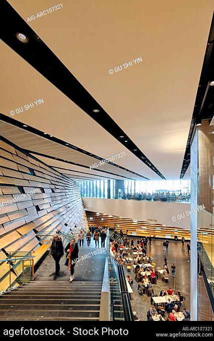 Interior view of the V&A Dundee by Japanese architect Kengo Kuma, a design museum on the waterfront of Dundee, Scotland, UK