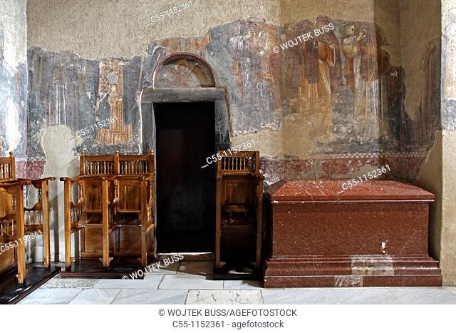 Serbia, Zica Monastery, early 12th century, first Serbian autonomous Archbishopric from 1218, Orthodox, christian, religious, colour, interior, indoor, frescos