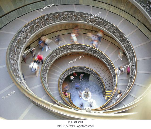 Italy, Rome, Vatican, Vatikanisches,  Museum, stairway, spiral-shaped, visitors,  Fuzziness Europe, Southern Europe, middle Italy, region Latium, capital, sight