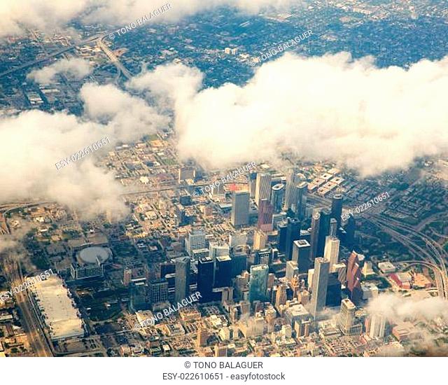 Houston Texas cityscape view from aerial view
