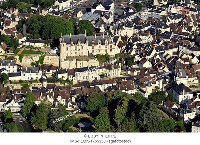 France, Indre et Loire, Loches, the Royal Palace, the donjon and the collegiate church Saint Ours