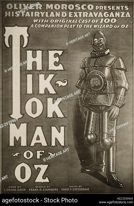 Photograph of poster publicizing the stage production The Tik-Tok Man of Oz, 1913. Creator: Unknown