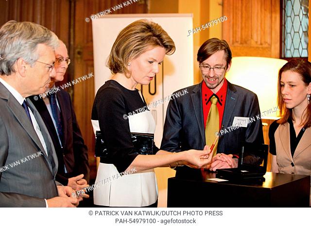 Queen Mathilde of Belgium attends the award ceremony of the Beauty Award with Minister of State Herman van Rompuy and Foreign Minister Didier Reynders at Castle...