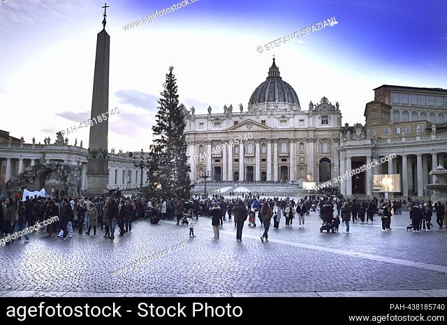Presentation ceremony of the Nativity scene and the lighting of the Christmas tree in St. Peter square at the Vatican.(Vatican city) 9 December 2023