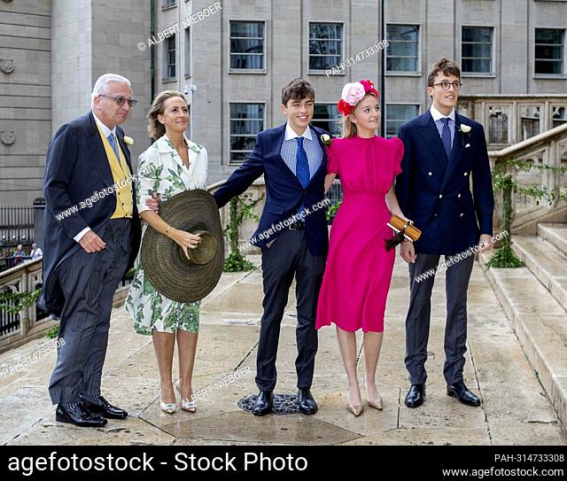 Prince Laurent and Princess Claire of Belgium Princess Louise of Belgium Prince Nicolas of Belgium Prince Aymeric of Belgium arrive at the...