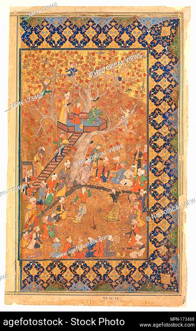 Entertainment in a Garden, Folio from a Khamsa of Amir Khusrau Dihlavi, Matla' al-Anvar. Author: Amir Khusrau Dihlavi (1253-1325); Object Name: Folio from an...