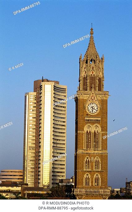 Rajabai Tower and Bombay Stock Exchange BSE , Bombay Mumbai , Maharashtra , India