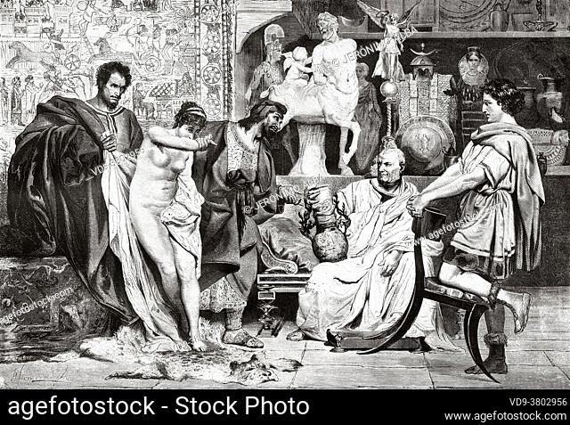 Black Slaves Old South Porn - Slave merchants selling a young naked slave woman in ancient Rome by Henryk  Hektor Siemiradzki..., Stock Photo, Picture And Rights Managed Image. Pic.  VD9-3802956 | agefotostock